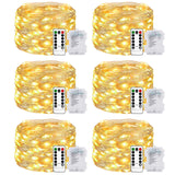 1 x RAW Customer Returns litogo Pack of 6 fairy lights battery, 5 m 50 LED fairy lights battery with timer and remote control 8 modes waterproof warm white fairy lights wire for indoor outdoor Christmas garden party wedding decoration - RRP €24.99