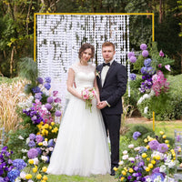 1 x RAW Customer Returns Golden Wedding Arch for Ceremony, 2M x 1.6M Rectangular Metal Balloon Arch Stand Kit, Garden Flower Arch Frame Backdrop for Anniversary Birthday Party Bridal Shower Decoration - RRP €76.75