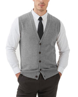 1 x RAW Customer Returns Kallspin Men s Cardigan Vest with V-Neck and Buttons in Wool Blend Light Grey 2XL  - RRP €33.96