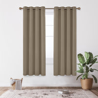 1 x RAW Customer Returns Deconovo opaque curtains, cold protection curtain, opaque blackout curtain, 220 x 140 cm height x width , taupe, set of 2 - RRP €43.31