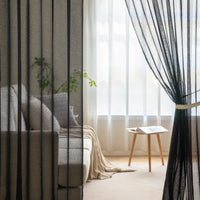 1 x RAW Customer Returns MIULEE Curtains with Ruffle Tape Set of 2 Curtains with Eyelets Living Room Curtains Made of Sheer Voile Curtains Transparent Bedroom Black 140 x 245 cm - RRP €21.17