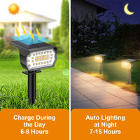 1 x RAW Customer Returns WELALO Solar Spotlight for Outdoor Use, 57 LED 3000K Solar Lamps for Outdoor Garden, 3 Brightness Adjustable Solar Lights, IP65 Waterproof Solar Garden Light for Yard Garden Garage Path Warm White, Pack of 2  - RRP €20.05