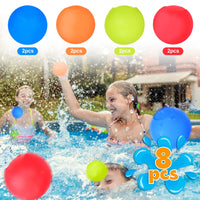 11 x Brand New Herefun Reusable Water Balloons, 8 Pieces Self-Sealing Water Bomb, Easy to Fill Silicone Water Bombs, Colorful Water Balloons for Kids Games for Summer Outdoor Pool Beach - RRP €224.4