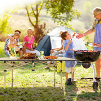 1 x RAW Customer Returns JOYART camping table foldable folding table camping folding table portable aluminum with carrying bag for picnic cooking garden hiking travel up to 100 kg - 120x55x50cm beige - RRP €80.66