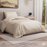 1 x RAW Customer Returns Dreamzie Duvet Cover Bed 135x200 cm with 1 Pillowcase 80x80 cm - Beige - Duvet cover 135x200 made of 100 Microfiber. Duvet Cover Certified without Chemical Products Oeko Tex  - RRP €13.1