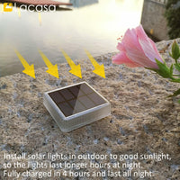 1 x RAW Customer Returns Lacasa Solar Floor Lights Outdoor, Pack of 4 40LM Blue Light Solar Lights for Outdoor Use, IP68 Waterproof Solar Lamps Auto ON OFF LED Path Lights for Garden Lawn Patio Driveway, Square - RRP €38.57