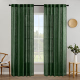 1 x RAW Customer Returns MIULEE Curtains Tab-Top Voile Curtain Modern Linen Look Semi-Transparent for Living Room Bedroom Children s Room Sliding Curtain Set of 2 Stores Dark Green 175 x 140 cm - RRP €33.26