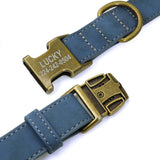 4 x Brand New PET ARTIST Leather Dog Collar with Metal Buckle, Heavy Duty Dog Collar Adjustable for Small Medium Large Dogs Cats Pets, Blue, M - RRP €81.6