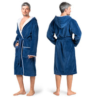 1 x RAW Customer Returns Twinzen bathrobe men s terry cloth royal blue - cotton velvet - dressing gown men s cotton velour bathrobe men s cotton OekoTex extra soft size XXL - RRP €45.37