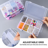 1 x RAW Customer Returns ilauke 3 pieces x 8 grid compartments storage box, storage box plastic transparent stackable adjustable compartments for organizing sewing threads, spools, beads, jewelry, toys, earrings - RRP €15.6