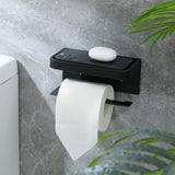 2 x Brand New JS Self-adhesive Toilet Paper Roll Holder with Shelf, Wall-Mounted Tissue Holder with Phone Shelf for Bathroom, Kitchen, No Drilling Required, Strong Stickiness - RRP €45.6