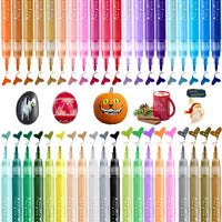 1 x RAW Customer Returns Ohuhu Acrylic Pens for Stones Waterproof, 40 Colors Permanent Marker 0.7-2mm Fine Pen for Scrapbooking Photo Album Ceramic Wood Pumpkin Glass Canvas Pumpkin Porcelain Painting Set Dishwasher Safe - RRP €23.3