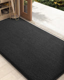 1 x RAW Customer Returns Color G indoor doormat 90 x 150 cm, dirt trap mat, non-slip doormat, washable entrance carpet, indoor doormats, front door, thin doormat for entrance, garden, pet pure black  - RRP €60.49