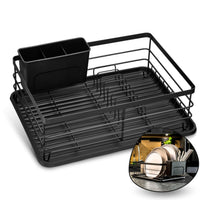 1 x RAW Customer Returns LINFELDT Dish drainer Black 42.5 x 31.5 x 14.5 cm made of metal for 10 plates 20 cutlery - Dish drainer for sink cutlery drain - RRP €34.99