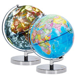 1 x RAW Customer Returns Exerz 23cm light globe metal base - German map - student globe with cable-free LED lighting - political map day time - constellation stars night - fun and - RRP €45.95