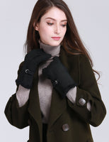 1 x Brand New YISEVEN Warm Women s Gloves Winter Winter Gloves Lambskin Leather Gloves Women Fur Real Leather Sheepskin Lined Leather Women s Gloves Lambskin Gloves Gifts, Black M - RRP €49.99