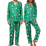 1 x RAW Customer Returns ENJOYNIGHT Pajamas Couples with Button Placket Long Sleeve Top and Long Pants Couple Pajamas Set Soft Warm House Suit Medium, Women-Green  - RRP €16.13