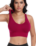 1 x RAW Customer Returns ANGOOL Women s Sports Bra without Underwire Push Up Bra Strong Support Sports Bustier Women s Padded Crossback Seamless Yoga Jogging Gym Sports Bra, Black Gray Wine Red, XL - RRP €29.23