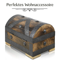 1 x RAW Customer Returns Ideal box for Christmas gifts, treasure chest with lock, 24 x 16 x 16 cm, suitcase chest, wooden chest, treasure chest, vintage look, pirate wood, solid brown, farmer s cash register, wooden pirate chest, money chest - RRP €32.26