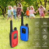 1 x RAW Customer Returns Radioddity PR-T3 Walkie Talkie for Kids 16 Channels PMR446 Radio for 3-12 Year Old Children VOX with Flashlight 4KM Range for Adventure, Outdoor, Camping, 2 Pieces Red Blue  - RRP €30.41