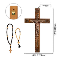 1 x RAW Customer Returns Woodvio - Hand carved wooden wall cross, Catholic crucifix - RRP €44.27