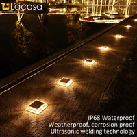 1 x RAW Customer Returns Lacasa Solar Floor Lights Outdoor, 4 Pack Solar Lights for Outdoors Warm White 2700K, 30LM Solar Lamps LED Path Lights IP68 Waterproof Auto ON OFF Solar Garden Lights for Garden Lawn Patio Yard - RRP €38.99