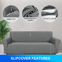 1 x RAW Customer Returns CYCMACO Stretch Sofa Cover 2 Seater Sofa Cover Non-Slip with Armrests Jacquard Couch Cover Super Elastic Universal Couch Protector Sofa Cover Durable Sofa Cover Washable Light Gray - RRP €32.12