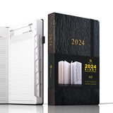 8 x Brand New DeDe Bee 2024 Daily Agenda, A5 Planner Total 416 Pages with Monthly Plan Interior Pocket Elastic Closure, Black Cover - RRP €134.4