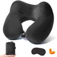 1 x Brand New Anmerl Inflatable Travel Pillow Soft Velvet Portable Neck Pillow with Storage Bag for Airplane Train Car Office - RRP €14.3