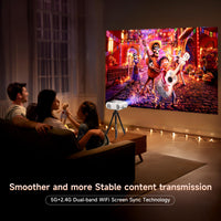 1 x RAW Customer Returns XIWBSY Mini Projector, 5G WiFi Bluetooth Projector, Full HD, 1080P Supported, 9000 Lumens Home Cinema Portable Projector, Compatible with TV Stick X-Box DVD Laptop Smartphone - RRP €84.7