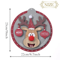 12 x Brand New Valery Madelyn Wooden Christmas Decoration, Christmas Countdown Calendar Window Decoration Door Decoration Christmas Pendant, 22x23cm Moose Advent Calendar, Red Gray Theme - RRP €139.92