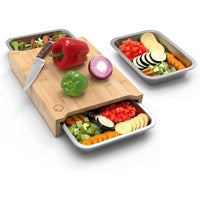 1 x RAW Customer Returns Liebspecht Premium Bamboo Cutting Board Set with 3 Drip Trays Extra Large Bamboo Cutting Board with Drip Tray Improved Version Cutting Board with Drip Tray - RRP €31.99