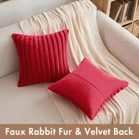 1 x RAW Customer Returns MIULEE Plush Velvet Cushion Cover Faux Fur Soft Modern Sofa Cushions Throw Pillows Smooth Zipper Washable Decorative Cushion Cover for Living Room Bedroom Sofa Set of 2 40 x 40 cm Red - RRP €18.99