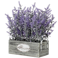 1 x RAW Customer Returns Artificial Lavender Flowers Artificial Plants Artificial Flowers Flocked Plastic Lavender in Rectangle Antique Wooden Pot Indoor Outdoor Home Kitchen Office Table Decoration Decor - RRP €26.4