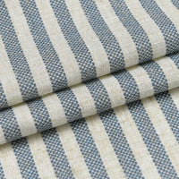 1 x RAW Customer Returns TOPICK Striped Window Curtains Linen Curtains with Stripes Kitchen Curtain Opaque Short Kitchen Curtains for Kitchen Dining Room Bathroom Small Window 65W x 90H cm Blue on Beige - RRP €23.18