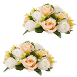 1 x Brand New Inweder Wedding Flower Balls Centerpieces - 2 Pcs Artificial Flower Balls Bouquet Fake Flower Balls Silk Rose with Base for Wedding Home Party Room Decor Champagne White - RRP €20.98