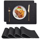 1 x RAW Customer Returns Myir JUN Washable placemats, washable double-sided placemats, faux leather, anti-fouling and non-slip placemats, leather look set of 4, black black  - RRP €18.95