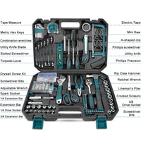 1 x RAW Customer Returns Sundpey tool case filled professional 257 pcs - tool set hand tool set tool box with ratchets socket wrenches, universal complete portable tool case blue - RRP €69.99