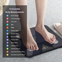 1 x RAW Customer Returns Body fat scale, personal scale, scale for people with body fat and muscle mass 15 body data body scale with body fat analysis, digital personal scale test winner, smart scale with APP, large display - RRP €21.19