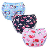 1 x RAW Customer Returns Codkkre Newborn Swimming Diaper Costume Baby Girl 3 Pcs Reusable Swimming Pool Washable Diapers Containment for 0-3 Years Flamingo Unicorn Strawberry  - RRP €17.92