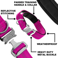 5 x Brand New Black Rhino - Tactical Dog Collar, Ultra Soft Neoprene Padded for Medium and Large Dogs Heavy Duty Metal Buckle Padded Handle for Dog Training XL, Pink  - RRP €102.0