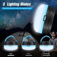 6 x Brand New Camping Lamp Waterproof LED Outdoor Camping Lantern Battery Operated Tent Lamp 3 Modes Camping Light for Power Outages Emergency Camping Fishing Hiking Car Blue, 2 Pack  - RRP €88.62