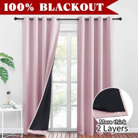 1 x RAW Customer Returns PONY DANCE Double-layer opaque curtains with eyelets, 2 pieces, children s room curtains, 100 blackout curtains for light blocking and good sleep, H 220 x W 140 cm, light pink - RRP €47.94