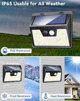 1 x RAW Customer Returns 4 Pieces Solar Lights Outdoor 140 LED Wall Lamps with Motion Sensor, 3 Modes Waterproof LED Outdoor Wireless Security for Garden Energy Class E  - RRP €29.05