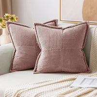 1 x RAW Customer Returns MIULEE Set of 2 Corduroy Cushion Covers Velvet Cushion Soft Throw Pillow Decorative Pillowcase Modern Cushion Cover Sofa Cushion Decorative Pillow Couch Cushion for Living Room Bedroom Leather Powder 50 x 50 cm - RRP €29.49