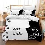 1 x RAW Customer Returns UGZDEA Cat and My Side Print Bedding Set 200x200cm, Bedding 3 Piece Set Black White Soft Microfiber Quilt Set for Adults Bedroom Decoration B, Double 200x200cm  - RRP €37.45