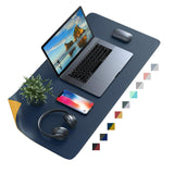 1 x RAW Customer Returns KAINOS Desk Pad Desk Pad Mouse Pad Double Sided Leather Waterproof Non-Slip Protect Your Desk and Computer Navy Yellow, 90x43cm  - RRP €18.9