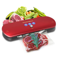 1 x RAW Customer Returns KitchenBoss Vacuum Sealer for Food Professional Automatic Vacuum Sealer for Dry Food Up to 8 Times Fresher, with 5 Bags, Red - RRP €49.99