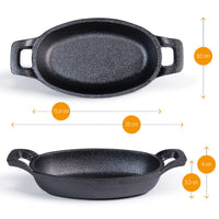 2 x RAW Customer Returns Amazy serving pans with wooden coasters set of 6 - cast iron pan for gratinating, baking, braising, frying and serving dishes Pan pan made of cast iron - RRP €110.88