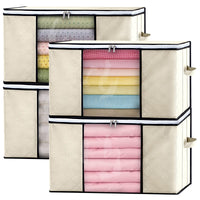 1 x RAW Customer Returns GoMaihe Wardrobe Boxes 4 PCS Space Saving Wardrobe Containers with Zipper Handle, Moving Boxes for Foldable Clothes, Closet Organizer Organizer for Linens, Quilts, Blankets, Beige - RRP €17.99